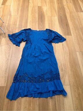 Akemi + Kin Blue Lace Trim Summer Dress